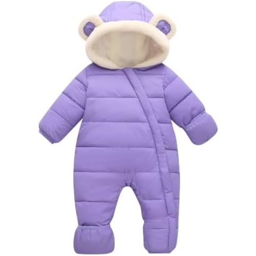 Baby Boys Girls Jumpsuit Fleece Lined Winter Coat 0-24 Months Romper Snowsuit Outwear