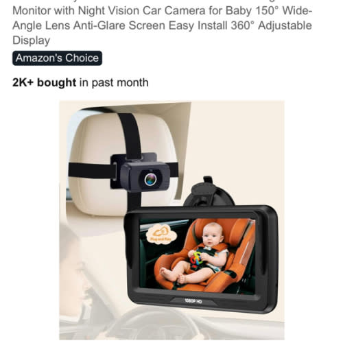 Amazon.com: Rohent Baby Car Camera HD 1080P - Rear-Facing Infant Monitor with Night Vision Car Camera for Baby 150° Wide-Angle Lens Anti-Glare Screen Easy Install 360° Adjustable Display : Baby