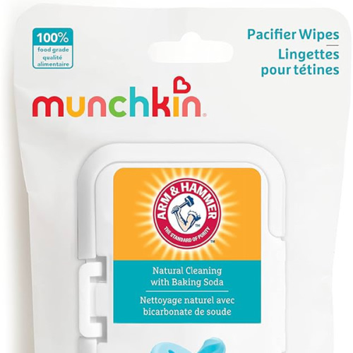 Munchkin Arm & Hammer Pacifier Wipes - Safely Cleans Breast Pump Parts and Feeding Essentials for Baby and Toddler, 1 Pack, 36 Wipes