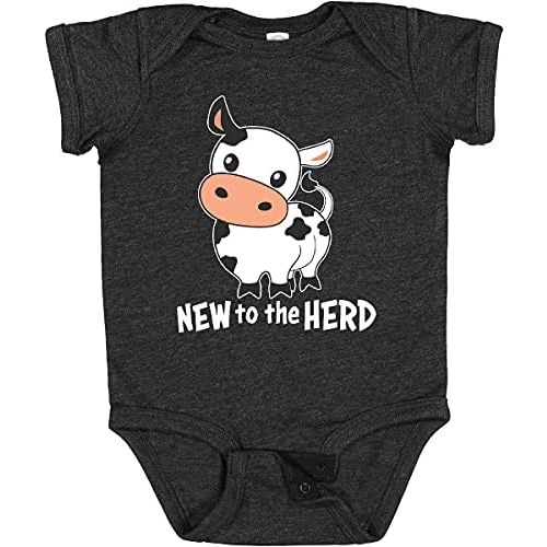 inktastic New To the Herd- Cute Cow Baby Bodysuit