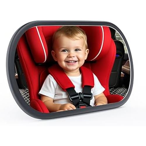 Baby Car Mirror for Backseat - Rear Facing Car Seat Mirror Safety for Infant Newborn - Easily Observe the Baby Move,Clear Wide View,360°Rotation, Secure, Shatterproof - Black