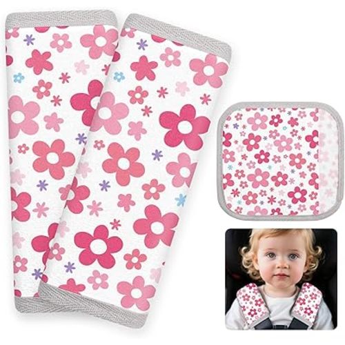 Seat Belt Cover Pad for Baby, Soft Seatbelt Cushion Covers for Kids 2Pcs Car Seat Strap Shoulder Pads for All Car Seats, Stroller, High Chair