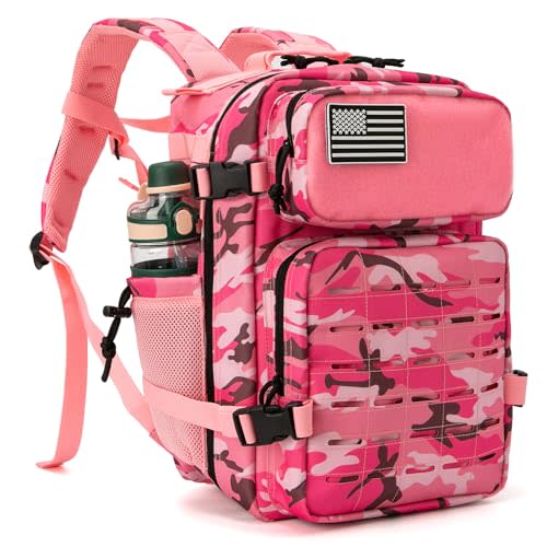 QT&QY 25L/45L Military Tactical Backpack For Men Molle Daypack 3 Day Bug Out Bag Hiking Rucksack With Bottle Holder