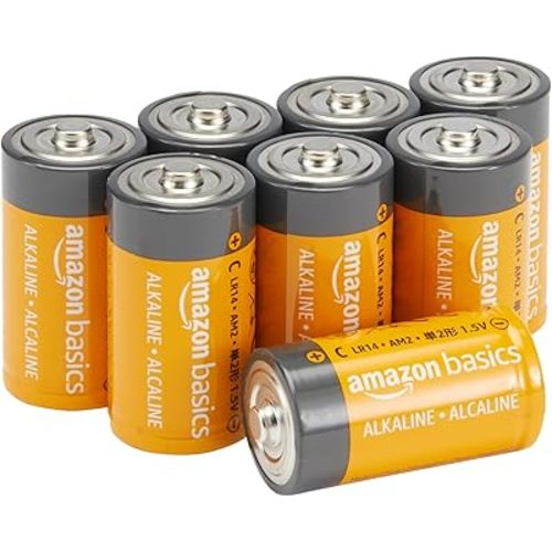 Amazon Basics C Cell Alkaline Long-Lasting All-Purpose Batteries, 1.5 Volt, 5-Year Shelf Life, 8-Pack