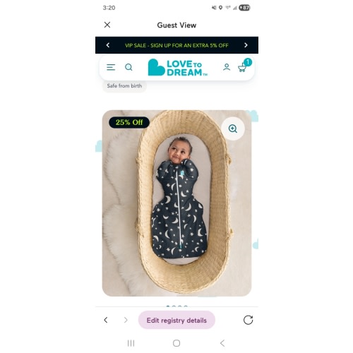 Swaddle Up™ 1.0 TOG Cotton Charcoal Big Sky