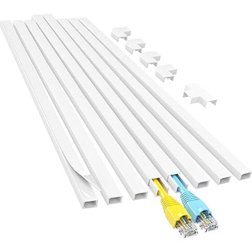 Yecaye Cord Hider, 113in One-Cord Cable Raceways, W0.59in H0.4in, White