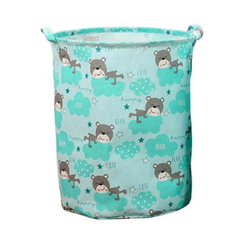 Guanhe Laundry Hamper, Large Waterproof Cotton Fabric Laundry Baskets with 2 Handles - 17.7"Hx 13.8"Wx 13.8"L - Dirty Clothes, Kids Baby Toys Organizer(Round)