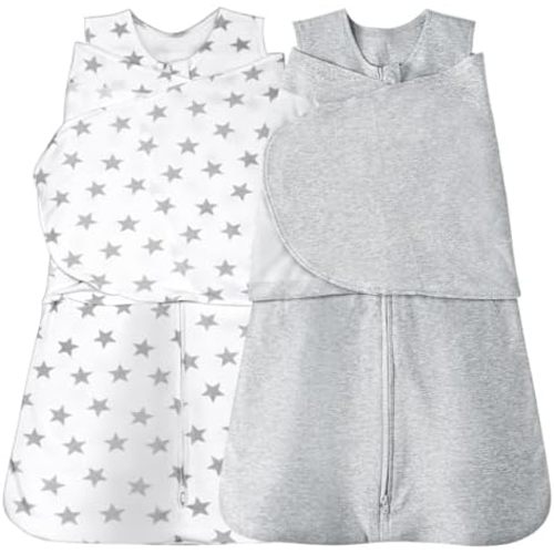 Baby Sleep sack Swaddle,Swaddles 3-6 Months,3-Way Adjustable Wearable Transition Blanket 100% Cotton 2-Piece
