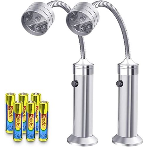 Barbecue Grill Light Grilling Accessories, Father's Day Gifts for Men Dad Boyfriend Husband, Outdoor BBQ Magnetic LED Lights Flexible Gooseneck Weather Resistant Batteries Included 2 Pack