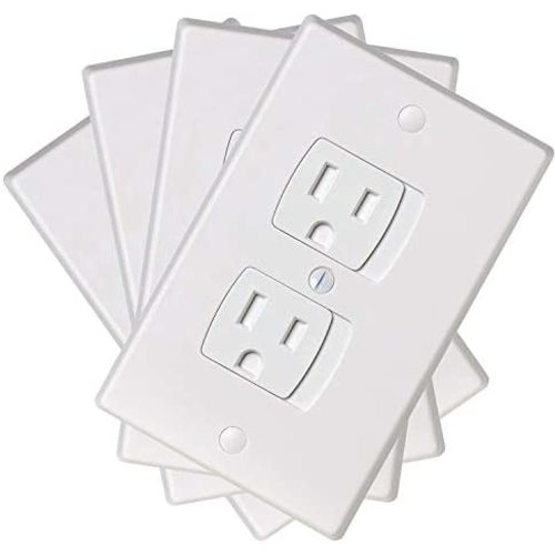 Ziz Home Self-Closing Childproof Outlet Covers | 4 Pack | White | Universal Electric Outlet Cover - Baby Proof Kit - Child Safety Wall Socket Plug - Durable ABS Plastic - Protection | Proofing
