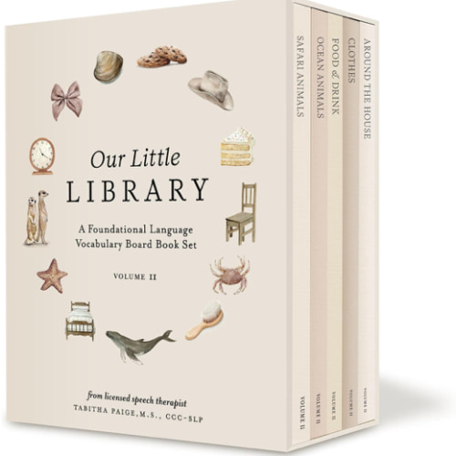 Our Little Library Vol. 2: First 100 Words Board Book Box Set, including Ocean Animals, Safari Animals, Food and Drink, Clothes, and Around the House (Tabitha Paige Children's Book Series)