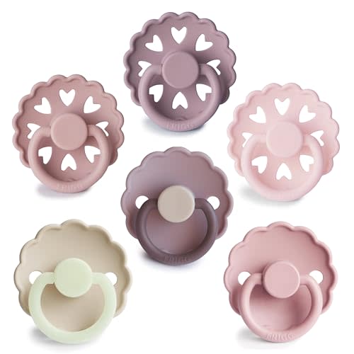 FRIGG SilkySoft Silicone Baby Pacifier 6-Pack Blooming Love | Made in Denmark | BPA-Free (6-18 Months)