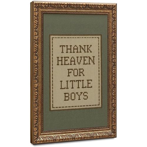 Thank Heaven for Little Boys Wall Art Retro Nursery Decor Poster Print Cottagecore Home Decor Aesthetics Vintage Fabric Style Wall Sign for Living Room Bedroom Playroom Office
