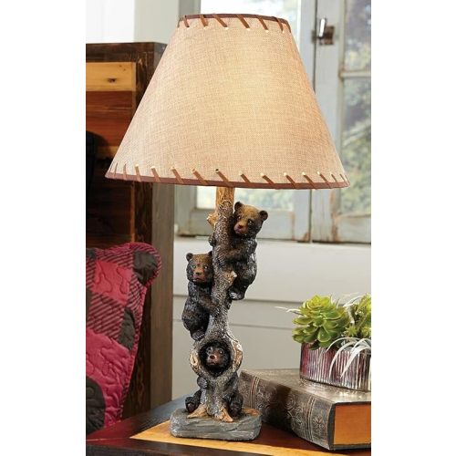 Black Forest Décor - Bears in a Tree Table Lamp for Cabin, Living Room, Nightstand, Desk - Home Décor - 24" x 14"