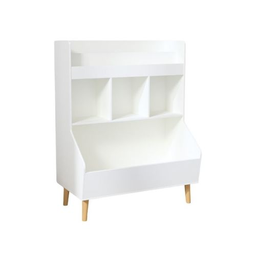 FONTOI Decorative Bookshelf, Multifunctional Bookcase with Legs, Toy Storage Organizer for Kids' Playroom Nursery, White, 15.75"*36.22"*27.56"