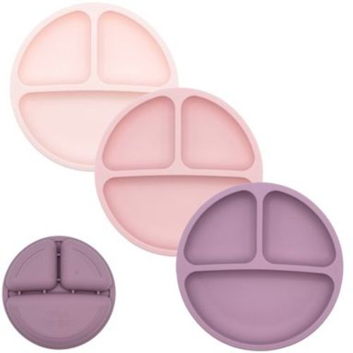WeeSprout Silicone Plates for Babies & Toddlers 100% Food-Grade Dishes - No Lids, 3 Pack (Muted Pink, Muted Purple & Blush Pink)