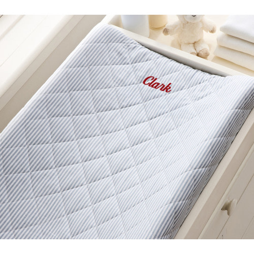Oxford Stripe Quilted Changing Pad Cover