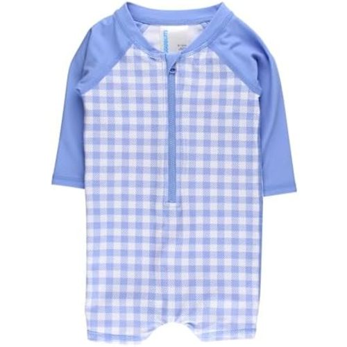RUGGEDBUTTS Baby/Toddler Boy Swimsuit, One Piece Zipper Rash Guard Sunsuit with UPF 50+ Sun Protection