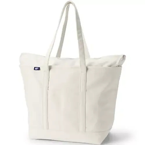 Extra Large 5 Pocket Zip Top Canvas Tote Bag Long Handles | Lands' End