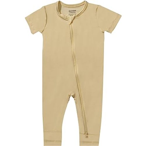 Bamboo Baby Pajamas, Summer Short Sleeve Footless Rompers, 2 Way Zipper Sleeper