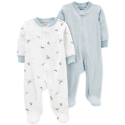 Carter's Baby Boys Dog Print Zip Up Footed Coveralls, Pack of 2 - Macy's