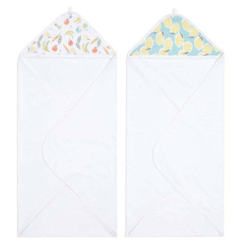 Fruit Print Hooded Baby Towel 2pk | aden + anais