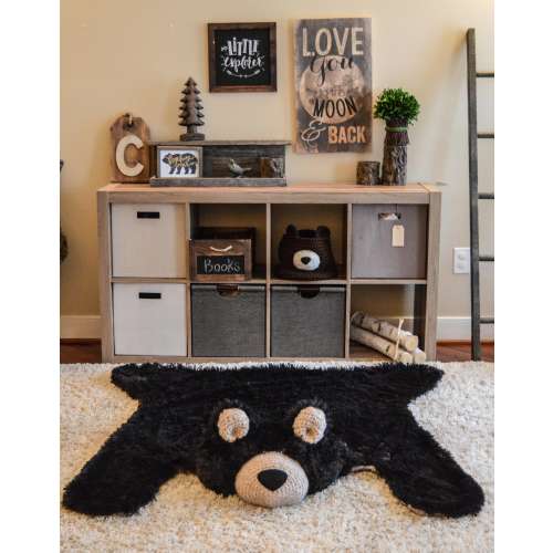 Black Bear Rug, Woodland Animal Nursery Décor