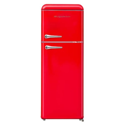 7.5 cu. ft. Retro Mini Fridge in Red with Rounded Corners and Top Freezer