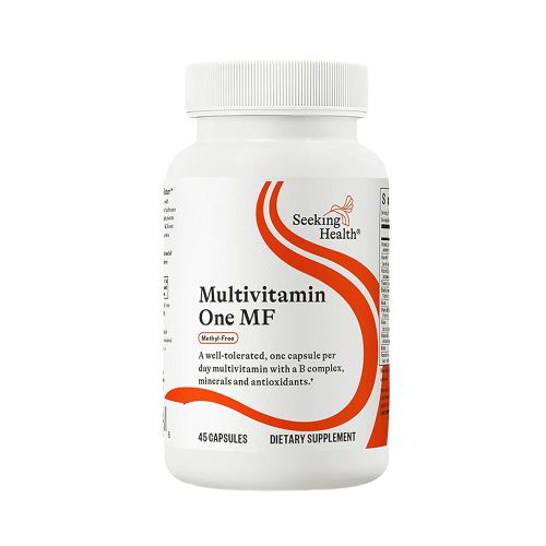 Seeking Health Multivitamin One MF, 1 a Day Multivitamin Supplement for Adults, Methyl-Free Bioavailable B12 and Folinic Acid, Vitamin A, PQQ, MTHFR Support, Vegetarian Capsules (45 Capsules)