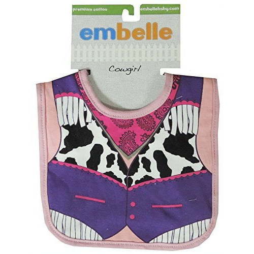 Embelle Baby Infant Girl Cowgirl Cotton Knit Bib Animal Print Pink Purple
