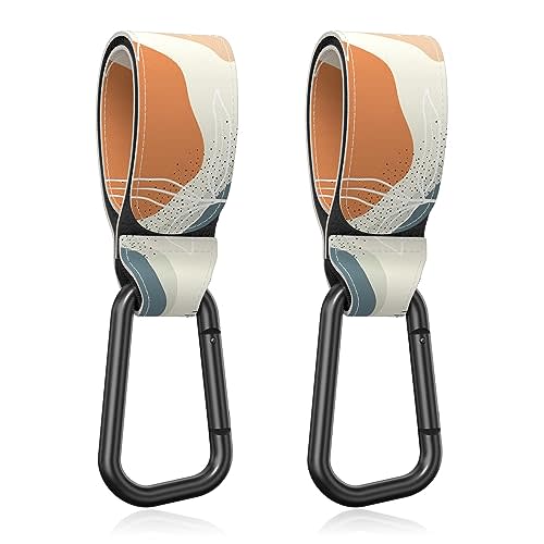 Gukeniu Baby Stroller Hooks for Hanging Bags, Universal Stroller Clips Accessories, Mommy Hook for Diaper Bag, Shopping Cart, Purse, Backpack - 2 Pack, Boho Leaf