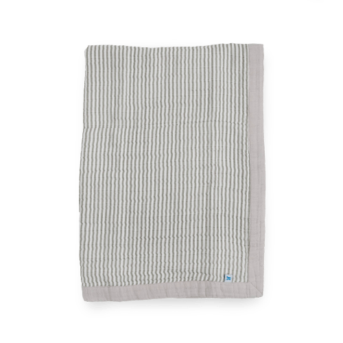 Cotton Muslin Baby Quilt | Grey Stripe