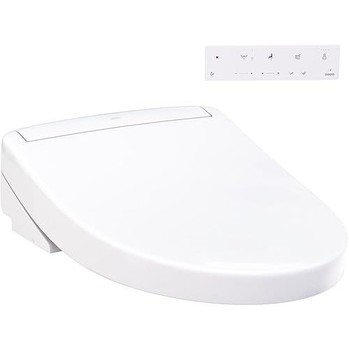 TOTO WASHLET S5 Electronic Bidet Toilet Seat with Instantaneous Water Heating, PREMIST and EWATER+ Wand Cleaning, Elongated, Cotton White - SW3446#01