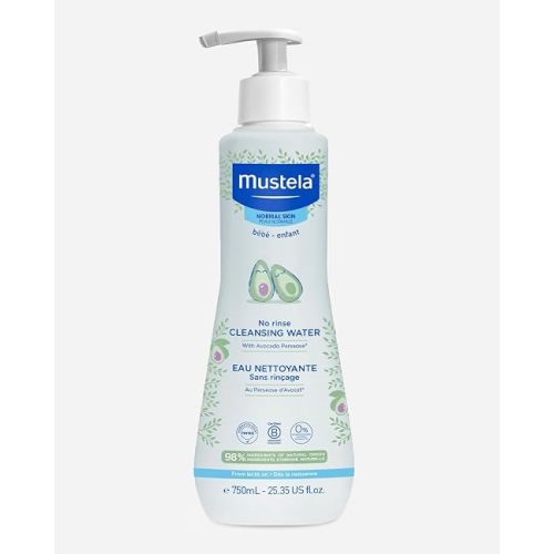 Mustela No-Rinse Micellar Cleansing Water for Babies - Made with Natural Avocado Perseose & Aloe Vera - Safely Cleans Baby's Face, Hands & Diaper Area - 1 or 2-Pack - Various Sizes