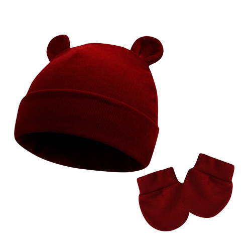 FAIWAD Baby Hats and Mittens Infant Cotton Beanie Gloves No Scratch Set Newborn Cute Hat 2pcs for Boys Girls