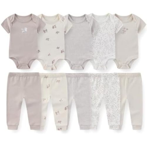 Unisex Baby Bodysuits and Pants Set 10 Pack Cotton Soft Infant Outfit New born Baby Boy Girl Clothes