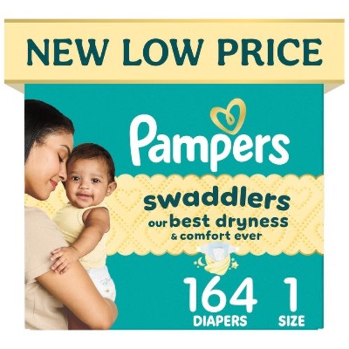 Pampers Swaddlers Sensitive Disposable Diapers - Size 1 - 164ct