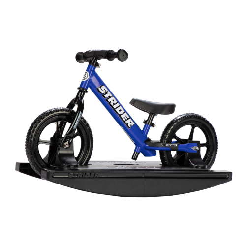 Strider 12” Sport Bike (Blue) + Rocking Base - Helps Teach Baby How to Ride a Balance Bicycle - for Kids 6 Months to 4 Years - Easy Assembly & Adjustments
