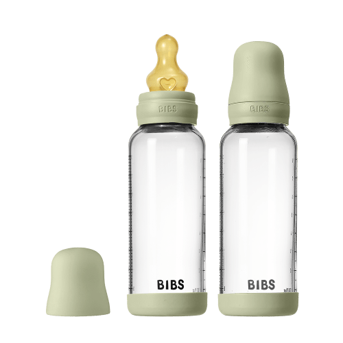 BIBS Glass Baby Bottle 8oz Latex 2-Pack Sage | Medium Flow – Bibsworld store US