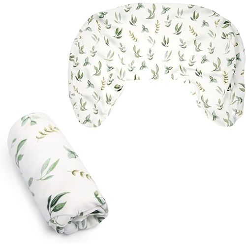 Boppy Nursing Pillow Cover, Organic Green Leaves, Single Cover, Easy-On Slipcover with Gentle 100% Organic Cotton Fabric for The Redesigned Nursing Pillow