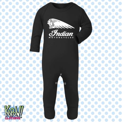 INDIAN Motorcycle Biker Motorbike Classic Superbikes MotoGP Baby Grow ROMPER Sleep Suit Gift-Newborn/0-3m/3-6m/6-12m-15 colours-100% Cotton