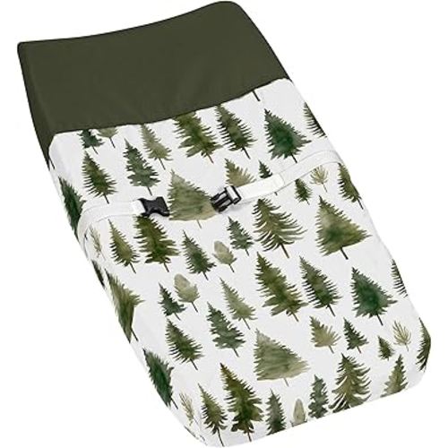 Sweet Jojo Designs Sage Green Woodland Boy Girl Gender Neutral Unisex Baby Changing Pad Cover Infant Newborn Diaper Table Change Mat Sheet Forest Themed Nature Pine Tree Hunter Abstract Watercolor