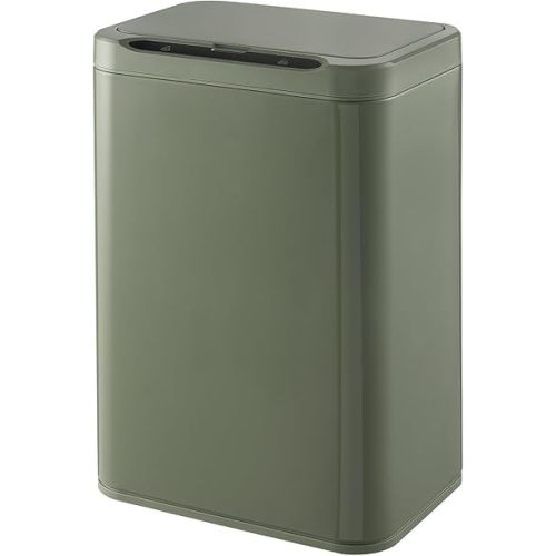 ELPHECO Stainless Steel Office Trash Can Motion Sensor Garbage Can Touchless Smart Trash Can Automatic Waste Bin for Kitchen, Office, Bathroom (Avocado Green, 5.5 Gallons)