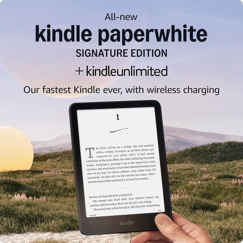 All-new Amazon Kindle Paperwhite Signature Edition (32 GB) – Our fastest Kindle with an auto-adjusting front light, wireless charging, and weeks of battery life – Metallic Black + 3 Months of Kindle Unlimited (with auto-renewal)