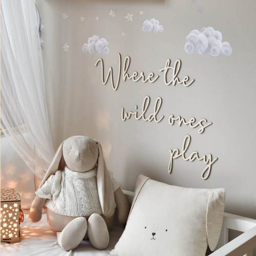 Where the wild ones play Schriftzug, Wanddekko, Babyzimmer Deko Holz, Kinderzimmer sign, Nursery Wall Art, Wandschriftzüge, Wandtattoo