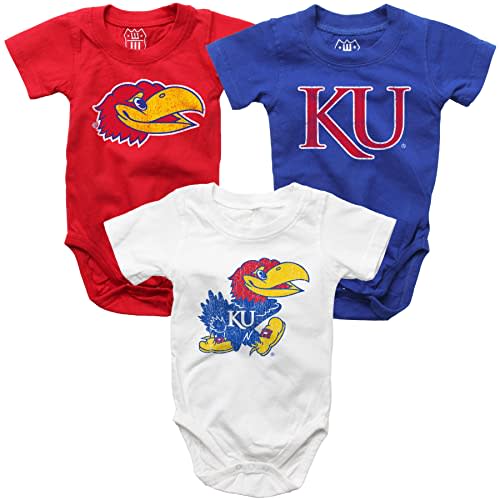 Wes and Willy Baby College Team 3 Pack of Cotton Rompers