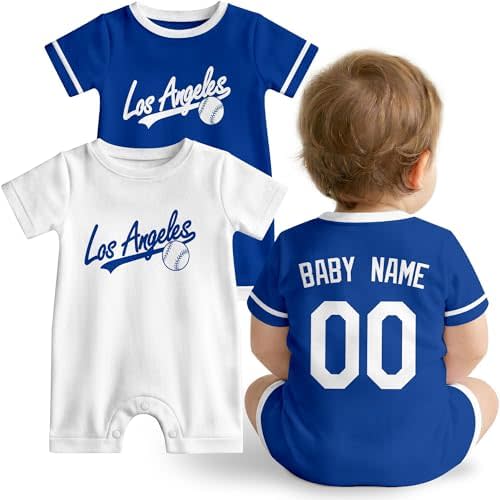 KREDE Baby Clothes Custom Baby Romper with Name and Number Personalized Bodysuit for Baby Boys Gifts