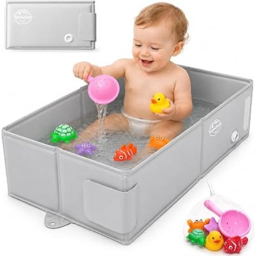 Collapsible Baby Bathtub for Baby 6 Months - 5 Years, Portable Large Toddler Bathtub Non-Slip Safe BañEra para Bebe, Foldable Toddler Bath Tub Baby Bath Essential for Hotel Camping Beach Travel