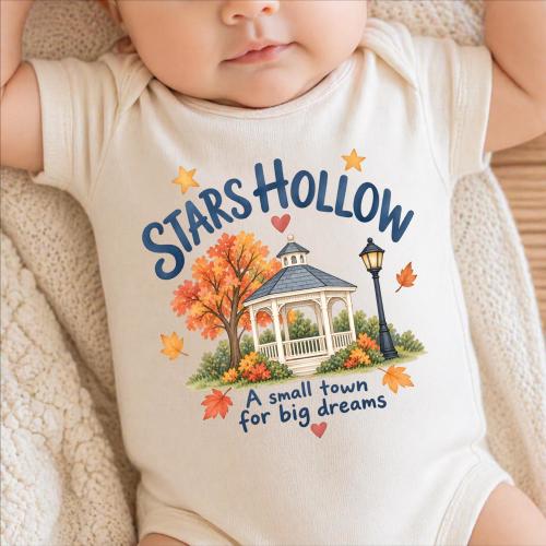 Stars Hollow Onesie, Small Town Baby Bosysuit, Autumn Newborn Gift, Cozy Baby Onesie
