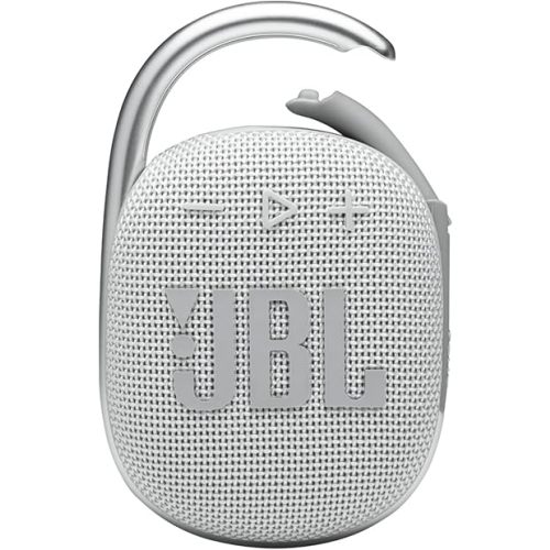 JBL Clip 4 - Portable Mini Bluetooth Speaker, big audio and punchy bass, integrated carabiner, IP67 waterproof and dustproof, 10 hours of playtime, speaker for home, outdoor and travel (White)